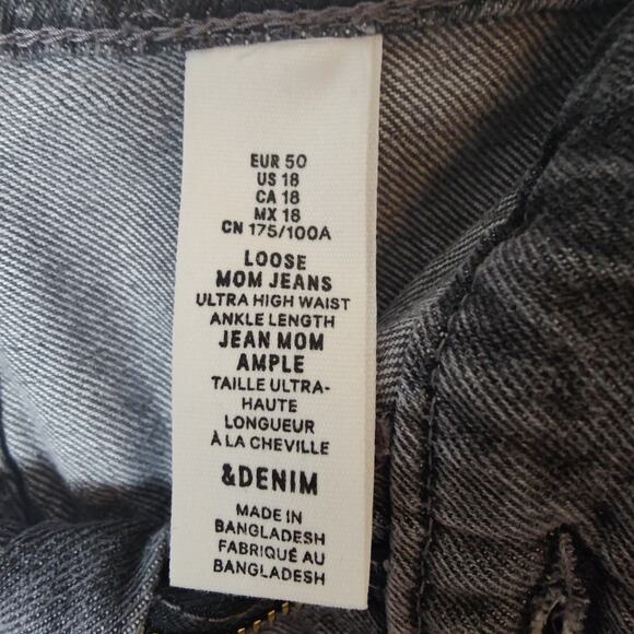 NWT H&M Womens Sz 18 Black Loose Mom Jean Baggy Ultra High Rise Ankle Denim Plus - Picture 5 of 7